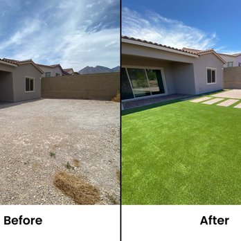 Backyard turf conversion before and after